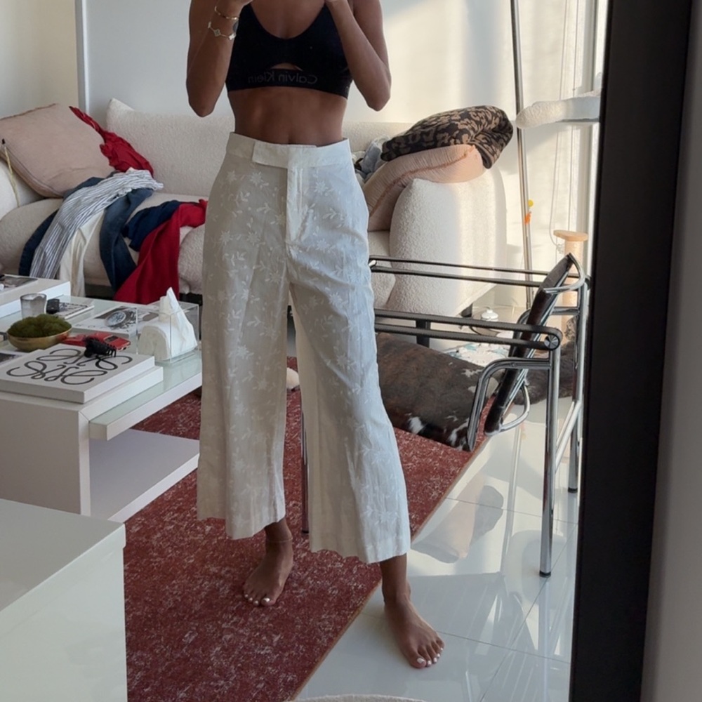 Zara Linen Floral Trousers